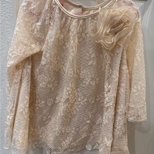 Pastourelle Cream Lace Dress with Floral Detail